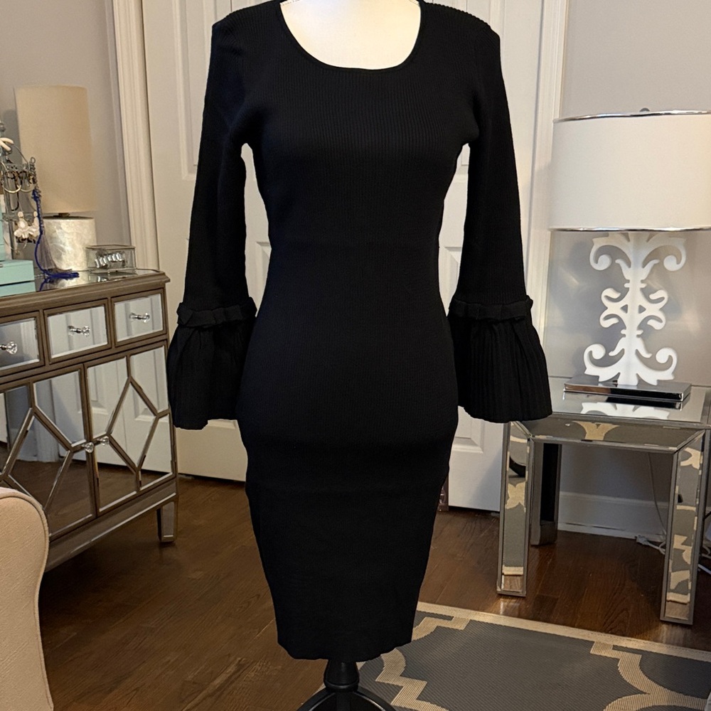 Fabulous Nina Leonard Little Black Dress w/ Gorgeous Sleeves Sz Small NWT